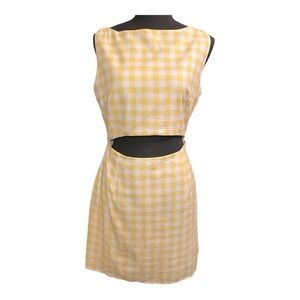 Charlie Holiday Yellow and White Checkered Mini Dress